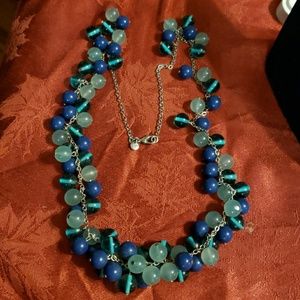 LOFT blue bead long fashion necklace